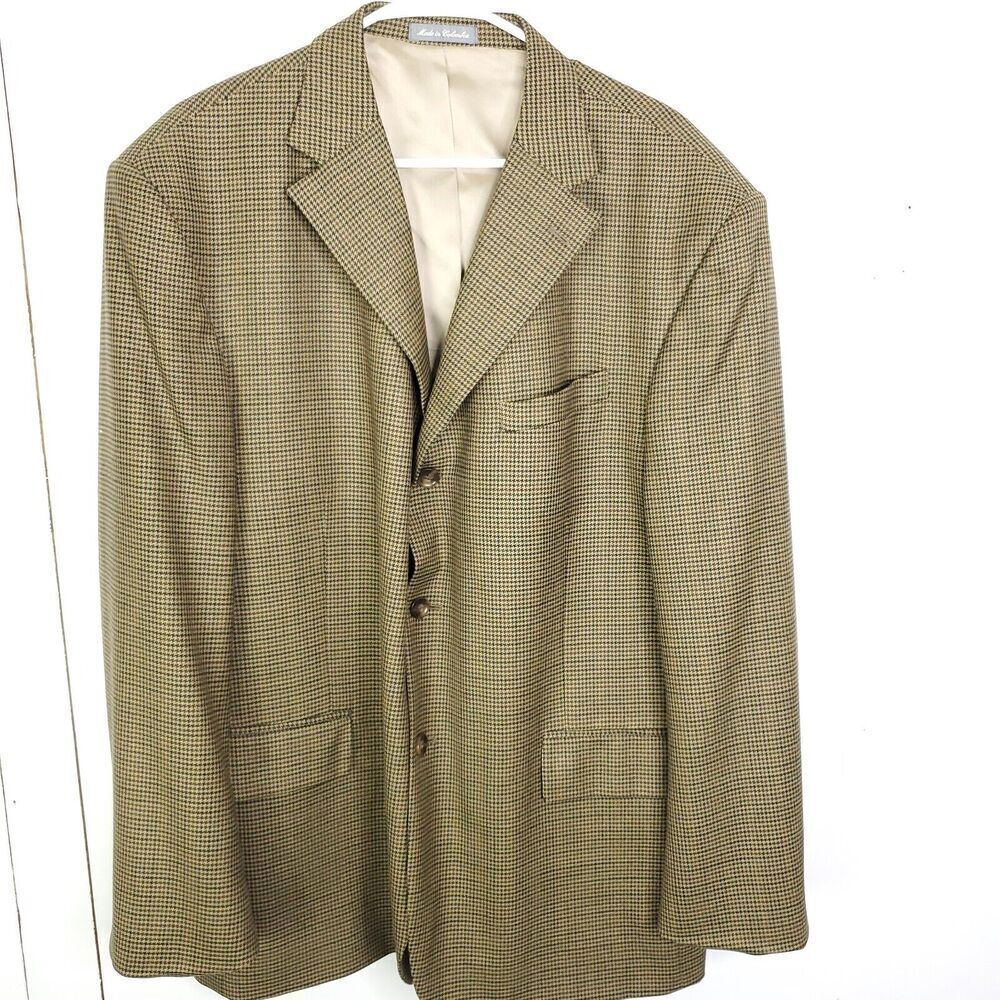 Oscar De La Renta Blazer Mens 48 R Three Button Career Business Brown Coloring